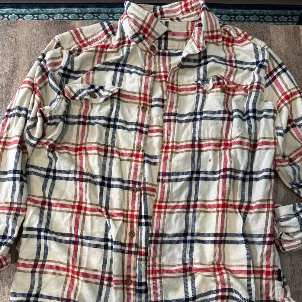 Patagonia Organic Cotton Plaid Shirt - Red, Blue, Cream